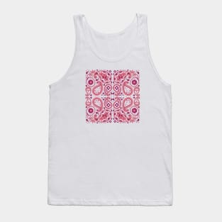 Pink Paisley Abstract Flowers Tear Drops Tank Top